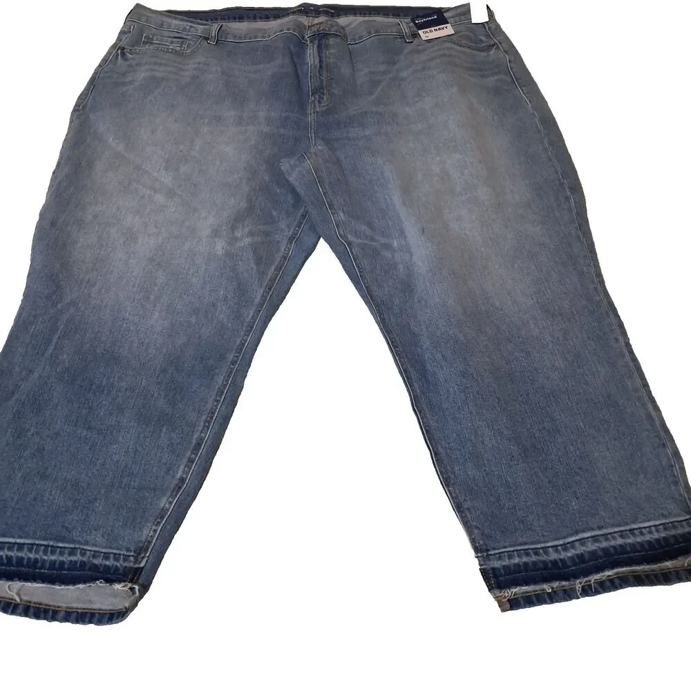 Old Navy Women's Mid Rise Boyfriend Loose Blue Ankle Jeans Size 26 NWT